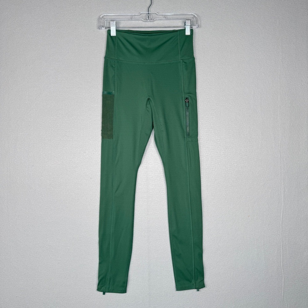 FABLETICS Motion365 Green Ankle Zip Leggings S High Rise Athleisure Gymwear